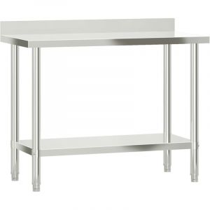 VidaXL Table de travail de cuisine avec dosseret 110x55x93 cm inox
