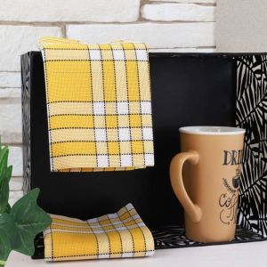 Linandelle Lot de serviettes de table carreaux vichy normand jaune NELLY