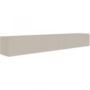 Selsey VELDIO &ndash; Meuble TV mural avec fa&ccedil;ades rainur&eacute;es &ndash; 200 cm &ndash; beige gris