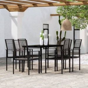 VidaXL Ensemble de meubles d'extérieur 7 pièces en acier et rotin synthétique noir