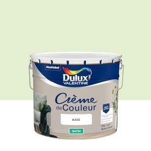 Dulux Valentine Crème de Couleur - Peinture multi-supports intérieure - Satin Tendrement Vert 10 L