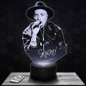 Lampe 3D - Soprano - Accessoire Objet Cadeau Soprano - Veilleuse Led Tactile avec socle au choix et télécommande