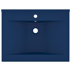 VidaXL Lavabo avec trou de robinet Bleu foncé mat 60x46 cm Céramique