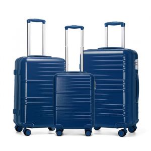 Set de 3 Valises Rigides Trolley - ABS+PC - Roulettes 360° - Serrure TSA - Marine