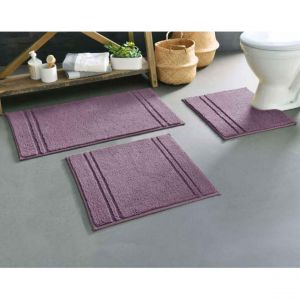 Tapis de bain violet LIGNUS en coton