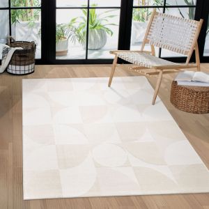 Paco Home - Tapis Salon Chambre Adulte Poils Ras Uni Motif Scandinave Motif Geometrique 80x150 cm, Cr&egrave;me 4