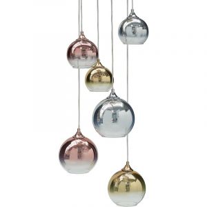 Beliani Lustre Multicolore en Verre Rond Installation Requise Design Moderne 6 Ampoules Tooma