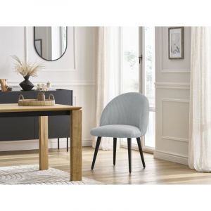 Bobochic Chaise salle à manger Chaise lalie tissu velours côtelé et pieds scandinaves noirs Gris clair