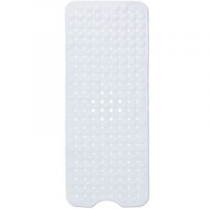 Relaxdays Tapis de bain, bath mat extra-large, ventouses, effet massage, antidérapant, 100x40 cm, blanc