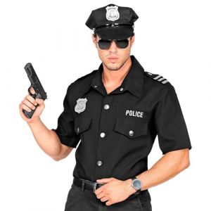 W WIDMANN MILANO Party Fashion - Chemise de policier, uniforme, police, agent de police, déguisement de carnaval, Noir