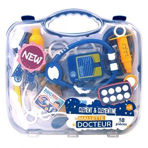 CLEMENT CLEMENTINE - Valisette Docteur - Jeu d'Imitation - 030456A - Bleu - Plastique - Médecin - Jouet Enfant - 27 cm x 25 cm - À Partir de 3 Ans