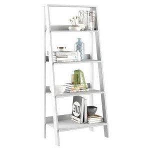 Beaux Meubles Pas Chers - Etag&egrave;re Escalier 4 Niches Blanche Largeur 61 Hauteur 140.3 Profondeur 40 cm