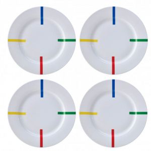 Benetton UNITED COLORS OF - BE159 Lot de 4 assiettes en porcelaine PO