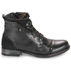 Redskins Bottines en cuir noires avec patch en velours cousus sur le col de la chaussure et contrefort