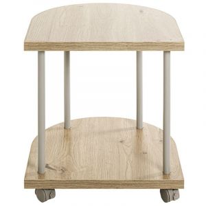 Pegane Table de desserte en bois coloris chêne clair et métal coloris gris - longueur 40 x profondeur 40 x hauteur 45 cm -