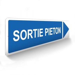 DECOHO - Panneau de signalisation pour parking · Sortie piétons droite- 48 x 10 cm - Bleu