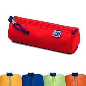 Oxford Trousse Ronde pour Fille et garçon, diamètre 7 cm, Grande Taille, Durable, Rouge