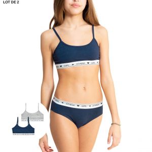 Athena Lot de 2 brassières fille Coton Ultra Doux Fille bleu