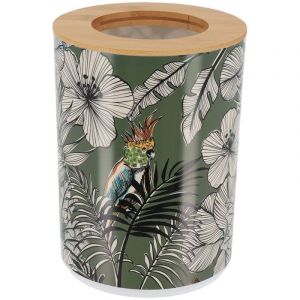 Tendance Poubelle pp imprimee avec couvercle bambou 5l - jungle fever kaki