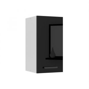 BELINI Meuble Haut Cuisine SG30, Rangements, 1 Porte, T: 29,6x30x58 cm, Armoire Murale avec Poignée en Métal, noir très brillant