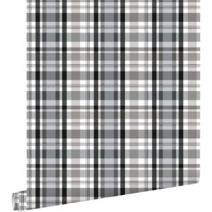 Estahome - papier peint à carreaux noir et gris