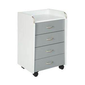 Pegane Container sur roulettes en bois coloris blanc / gris - Longueur 40 x Largeur 36 x Hauteur 65 cm -