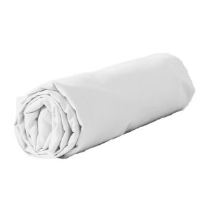 Coté Déco Drap housse 100% coton lavé 57 fils 160 x 200 cm blanc
