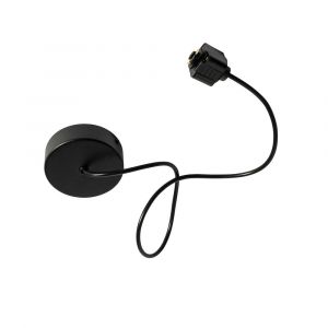 Qazqa Alimentation &eacute;lectrique avec rosace ronde pour rail monophas&eacute; noir - Iconic