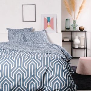 Today Parure de lit imprim&eacute; en coton bleu 240x260