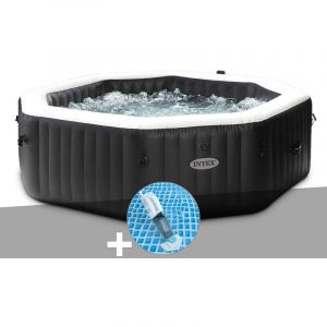 Intex Kit spa gonflable PureSpa Carbone octogonal Bulles et Jets 6 places + Aspirateur
