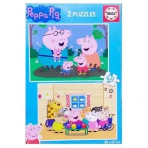 Educa Peppa Pig | Lot de 2 Puzzles pour Enfants de 48 pièces. Mesure approximative Une Fois assemblé : 28 x 20 cm. Composé de Grandes pièces Parfaitement finies. A partir de 4 Ans (20327)