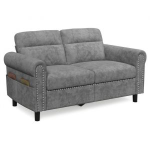 Canapé 2Places Bealife Revêtement en Suédine avec 2 Coussins d'assise et 2 Coussins de Dossier Structure en Bois et Métal pour Salon Chambre 152 x 76