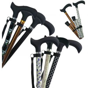 Identit&eacute;s Canne de Marche, Pliante, Robuste en Aluminium, L&eacute;g&egrave;re, Poign&eacute;e Confort, Poids Max 110 kg, Hauteur R&eacute;glable, Compacte, Motif Flora