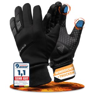 Gants Mivelo coupe-vent & d&eacute;perlants - automne & printemps - taille S - noir