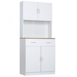 Homcom Armoire de cuisine 4 portes tiroir panneau de particules blanc