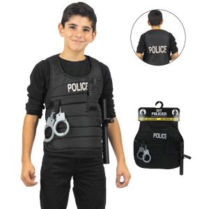 Ruedelafete Set Gilet Policier 4 pi&egrave;ces, enfant 4-6 ans