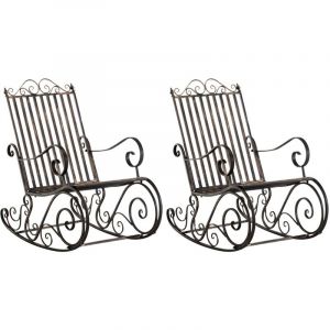 CLP Lot de 2 Fauteuils &agrave; bascule Smilla en fer forg&eacute; bronze