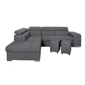 Canap&eacute; d'angle gauc convertible en tissu Gris fonc&eacute;