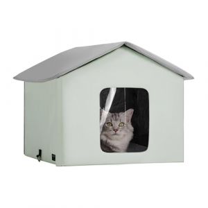 Image de VEVOR Maison Chat Chauffante, Niche Chat Extérieur avec Coussin Chauffant, Température Réglable, Minuterie, Abri Hiver pour Chats Pliable en Tissu Oxford 600D Confortable pour Rester au Chaud, Vert, M