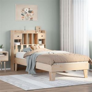 VidaXL Cadre de lit sans matelas 90x200 cm bois de pin massif, meuble de chambre &agrave; coucher, sommier, lit en bois, lit, lit simple, lit &agrave; panneaux