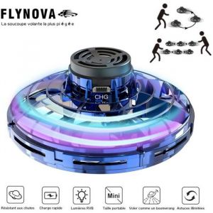 Mini Drone Flynova - Rotation À 360 Et Rvb Led - Usb Rechargeables - Cadeau De Noël - Bleu
