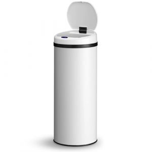 Poubelle automatique / Poubelle &agrave; d&eacute;chets / Poubelle &agrave; d&eacute;tecteur - 50 litres - Blanc - Rond