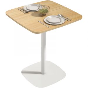 Homcom Table &agrave; manger - carr&eacute;e - pour 2 personnes - plateau en effet bois base carr&eacute;e - 60 x 60 x 75 cm - effet bois naturel