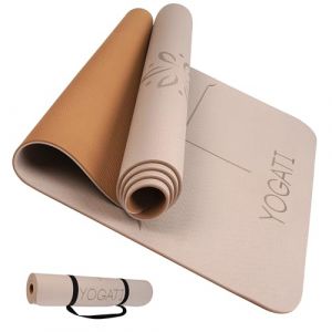 Tapis de Yoga YOGATI Antid&eacute;rapant &Eacute;pais avec Rep&egrave;res dAlignement - Id&eacute;al pour Pilates et Fitness