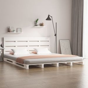 VidaXL Cadre de lit Blanc 140x200 cm Bois de pin massif - Blanc