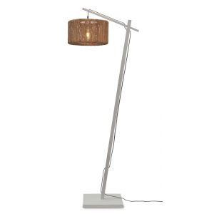 Good & Mojo Lampadaire bambou abat-jour jute blanc/naturel, h. 150cm