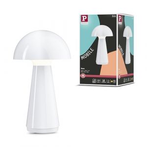 Paulmann 76995 Onzo Lampe de table LED sans fil 3 niveaux de intensité IP44 2700 K 2,6 W Blanc Lampe de table mobile USBC