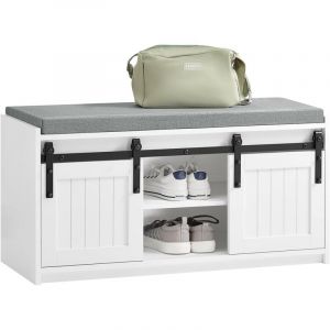 Sobuy FSR133-K-W Étagère à Chaussures, Meuble à Chaussures, Porte-Chaussures avec 2 Portes, Meuble d'entrée, Coffre Rangement pour Chaussures avec
