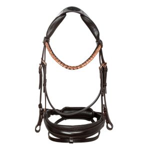 Bridon équitation muserolle combinée anatomique pour cheval en cuir Acavallo Ninfea