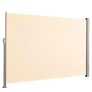 Store lat&eacute;ral ext&eacute;rieur 280 g/m&sup2; brise vue pour terrasse, structure aluminium, Beige 160 x 300 cm